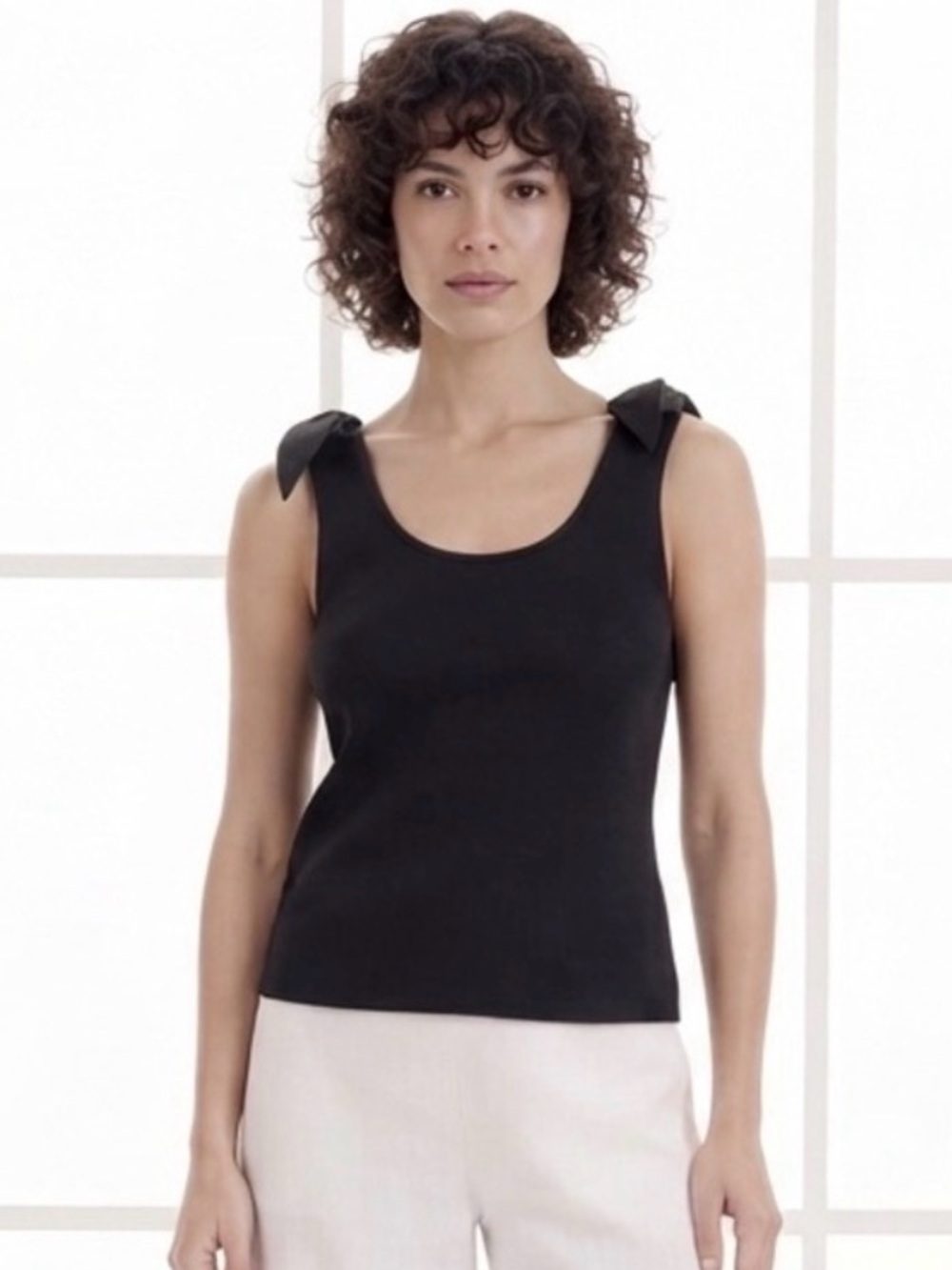 French Connection Black Tie-Shoulder Tank